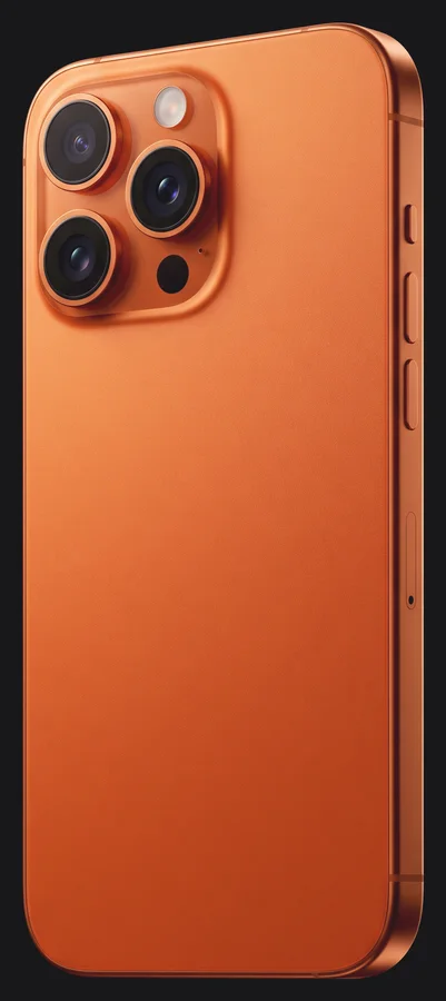 iPhone laranja visto de trás